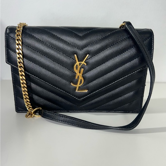Saint Laurent YSL Cassandre Envelope WOC Wallet on Chain Leather Bag Purse - Picture 6 of 15
